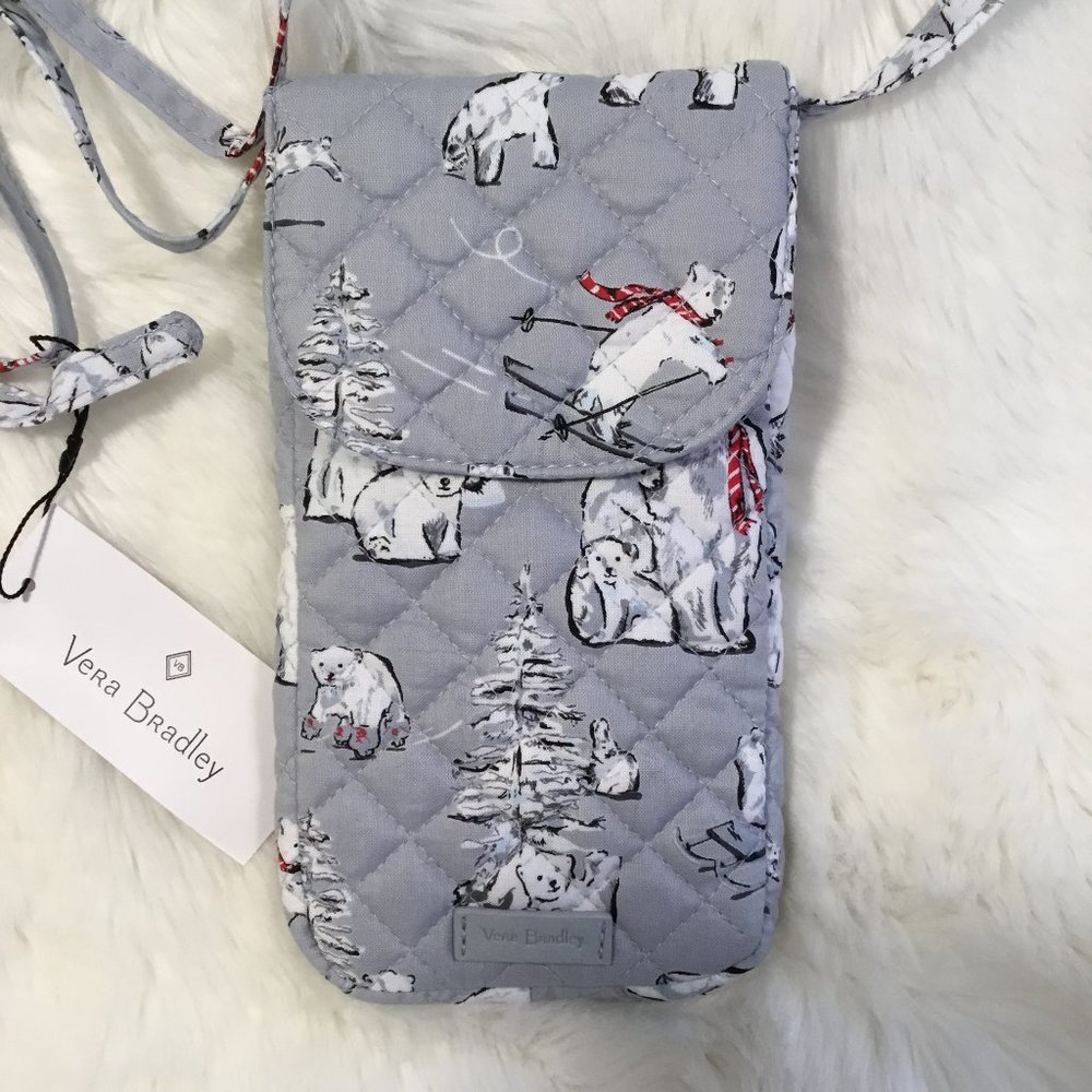 NWT Vera Bradley Carson Cellphone Crossbody Beary Merry Polar Bear Print